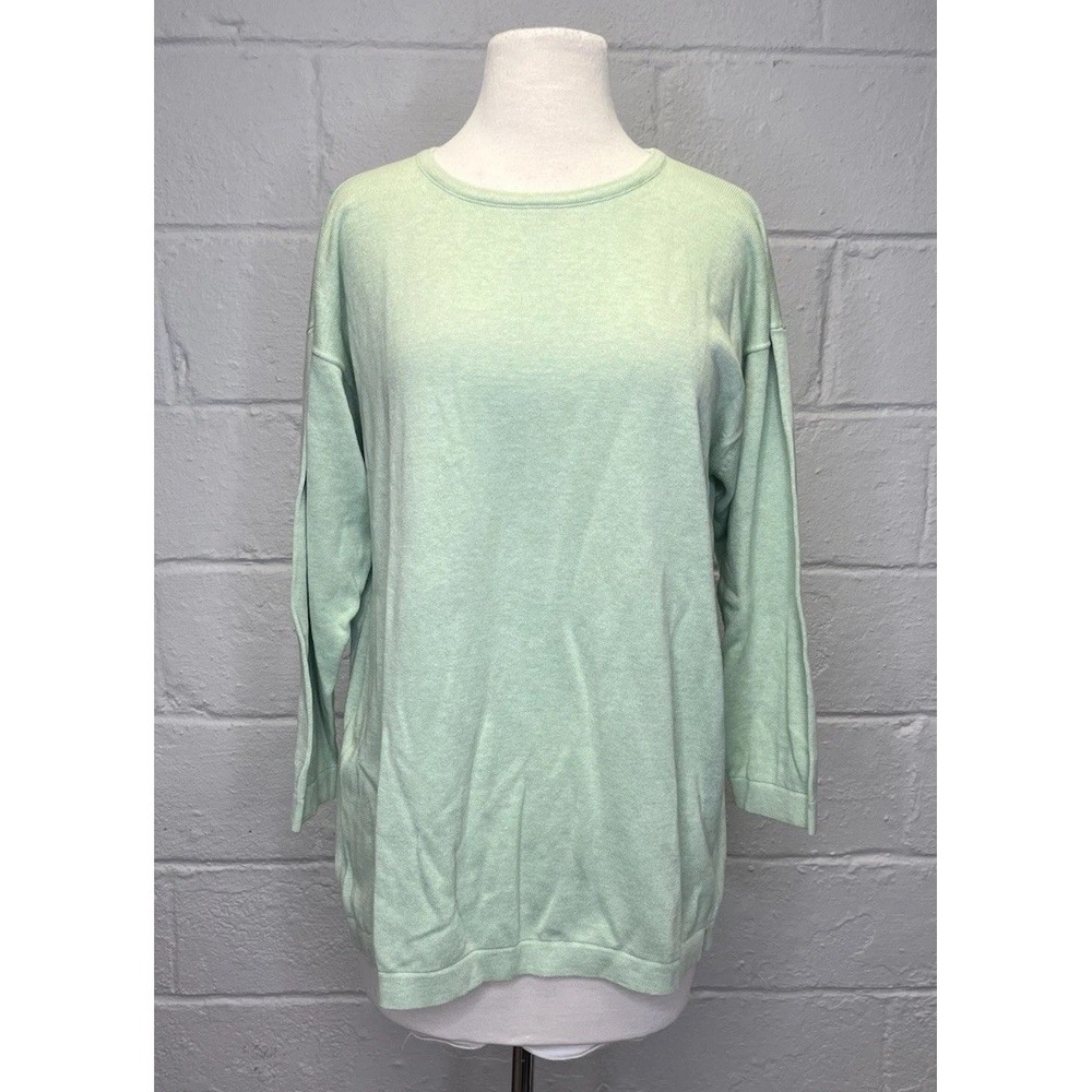 Amina Rubinacci Italy Pistachio Green Cotton Sweater Button Sleeve‎ Coastal Lux
